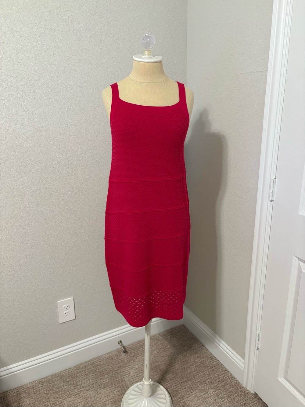 Etcetera Vibrant Red/Pink Knit Midi Tank Dress